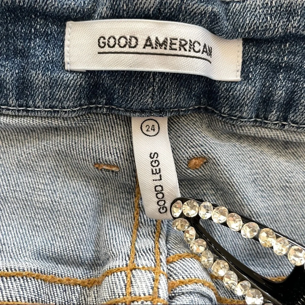 GOOD AMERICAN Good Legs stepped-hem skinny high-rise jeans plus size 24